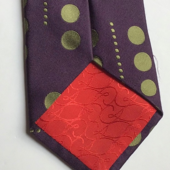 Christian Lacroix aubergine colour & dots Silk tie made in Italy 🇮🇹 - Picture 6 of 7